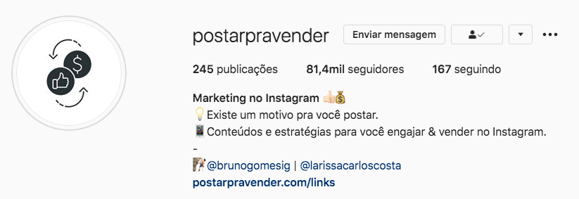foto de perfil postar pra vender em análise de perfil no instagram